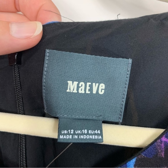 NWT Anthropologie Maeve Elia Cold Shoulder Dress Blue Tropical Floral Size 12 - Picture 3 of 14